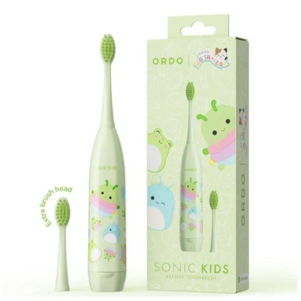 Ordo Sonic Kids Battery Toothbrush with Extra Brush Rutabaga Green NEW